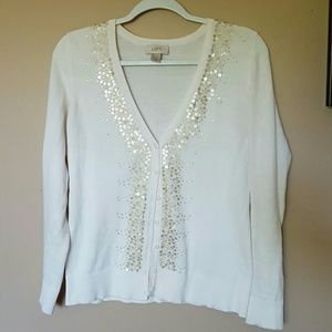 Loft Gold Sequin Cardigan Sweater